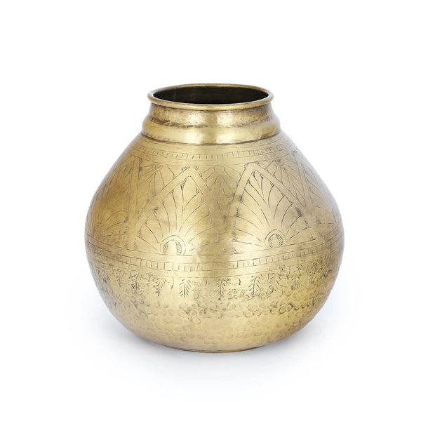 Decorative Brass Planter Pot Handmade with Primal Markings & Hand-Hammed Textures