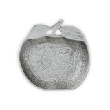 Glossy Chrome Colored Floral Motifs Engraved Apple Shape Pin Tray / Bowl