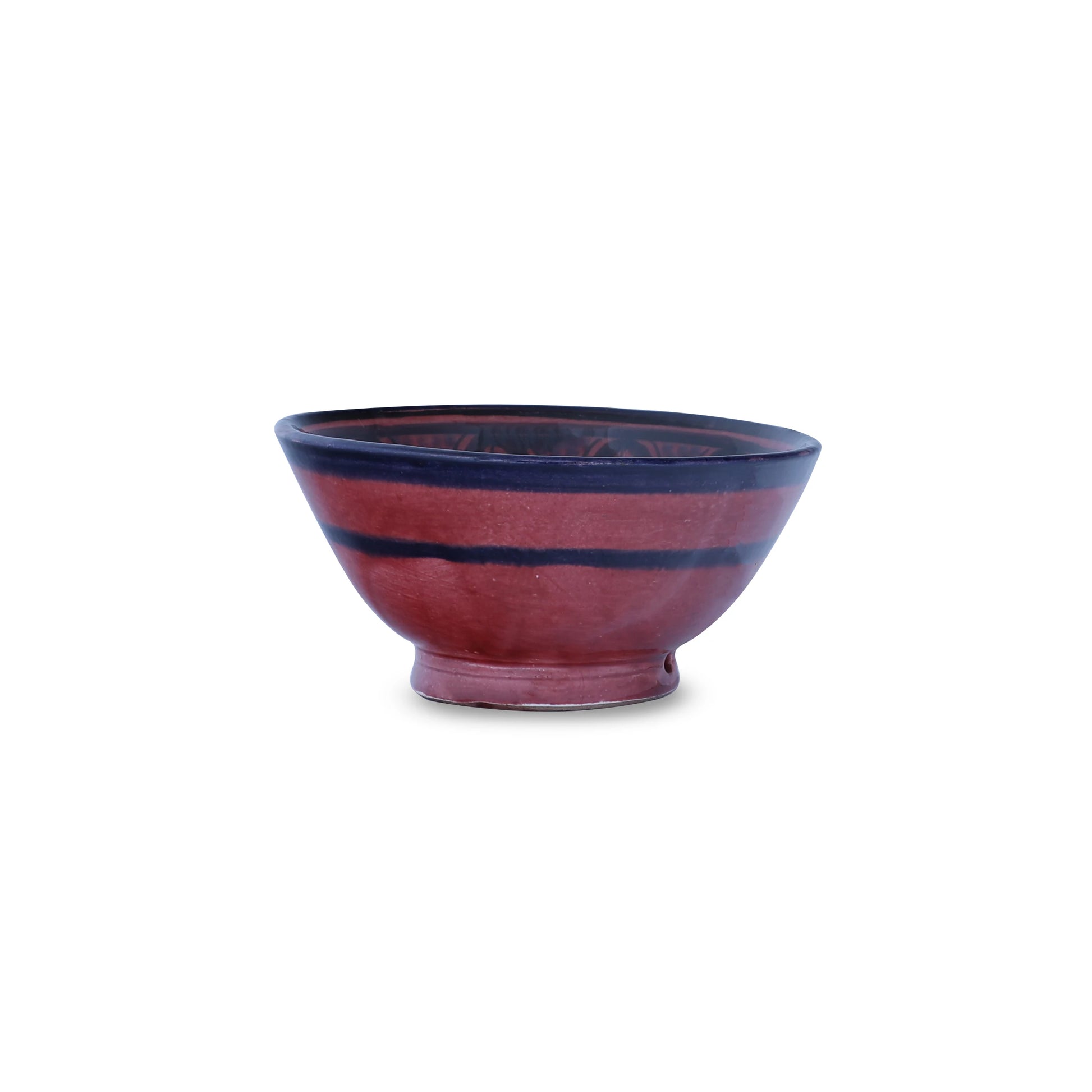Side View of Handmade Decorative Red Color Moroccan Clay Bowl 
