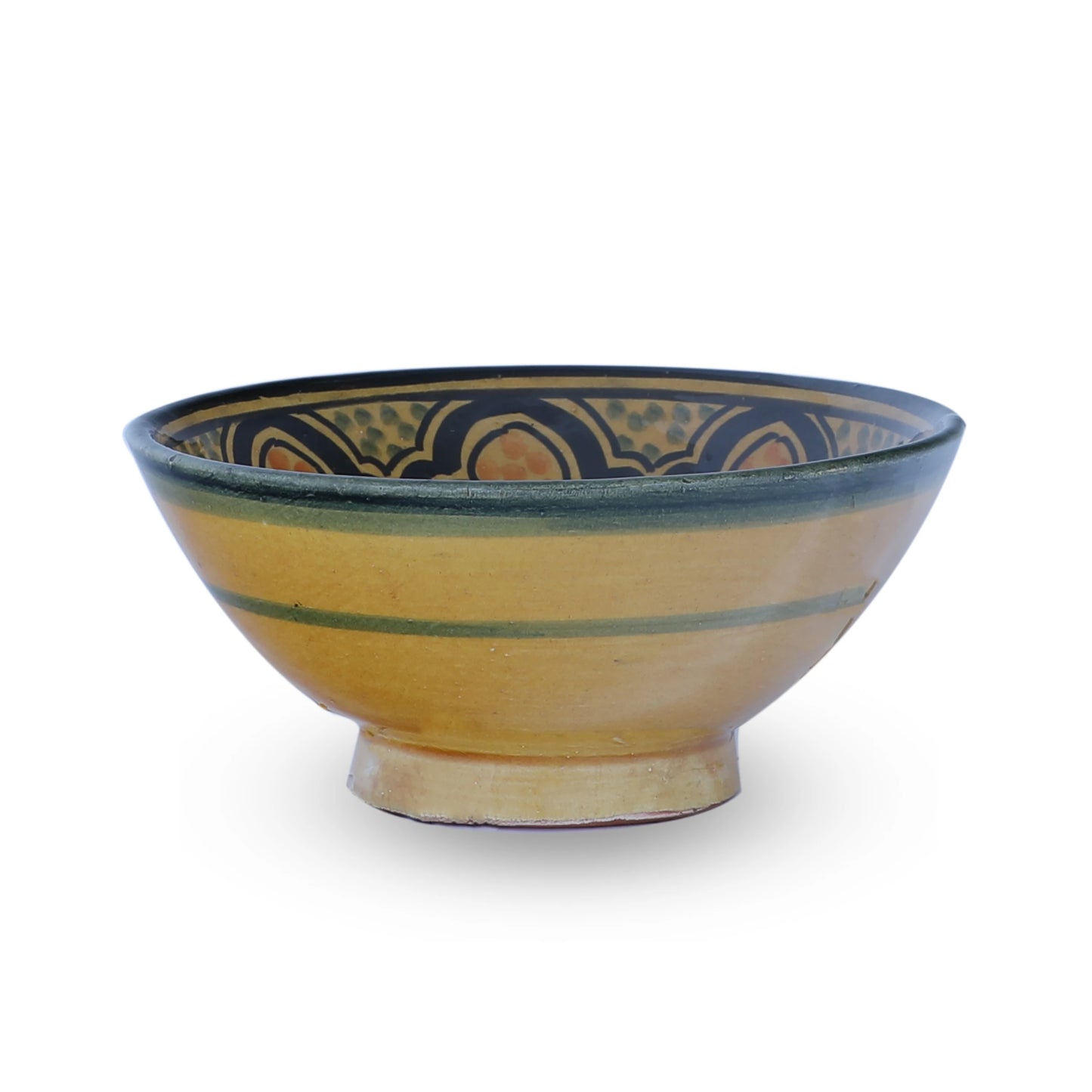 Side View of Hand Crafted Yellow Colored Clay Bowl