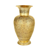 Handmade Decorative Brass Metal Indoor / Outdoor Vase Jar with Intricate Hand Engraved Floral Motifs