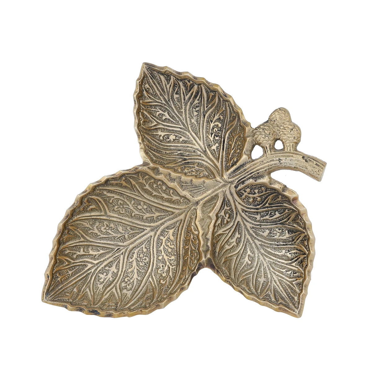 Intricately Designed & Handmade Maple Leaf Shaped Brass Metal Serving Dish