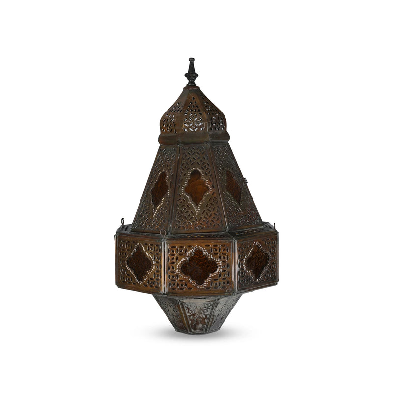 Front View of Open Cut Work Brass Metal Decorative Syrian Ceiling Pendant Light/ Chandelier