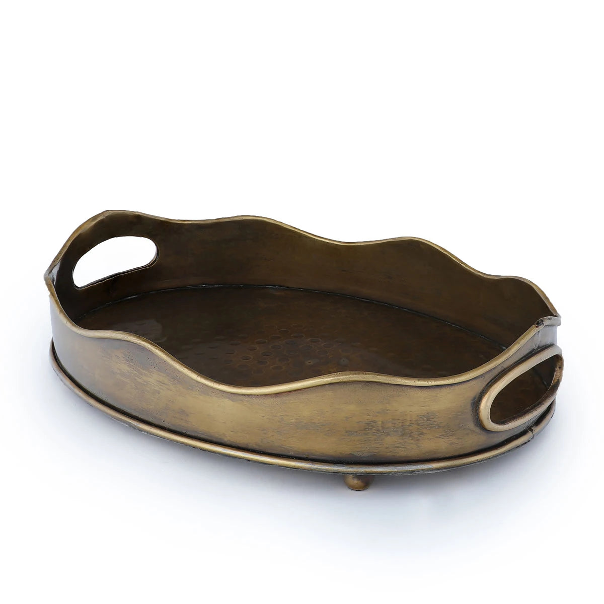 Sturdy Oval Shaped Vintage Brass Metal Storage Tray