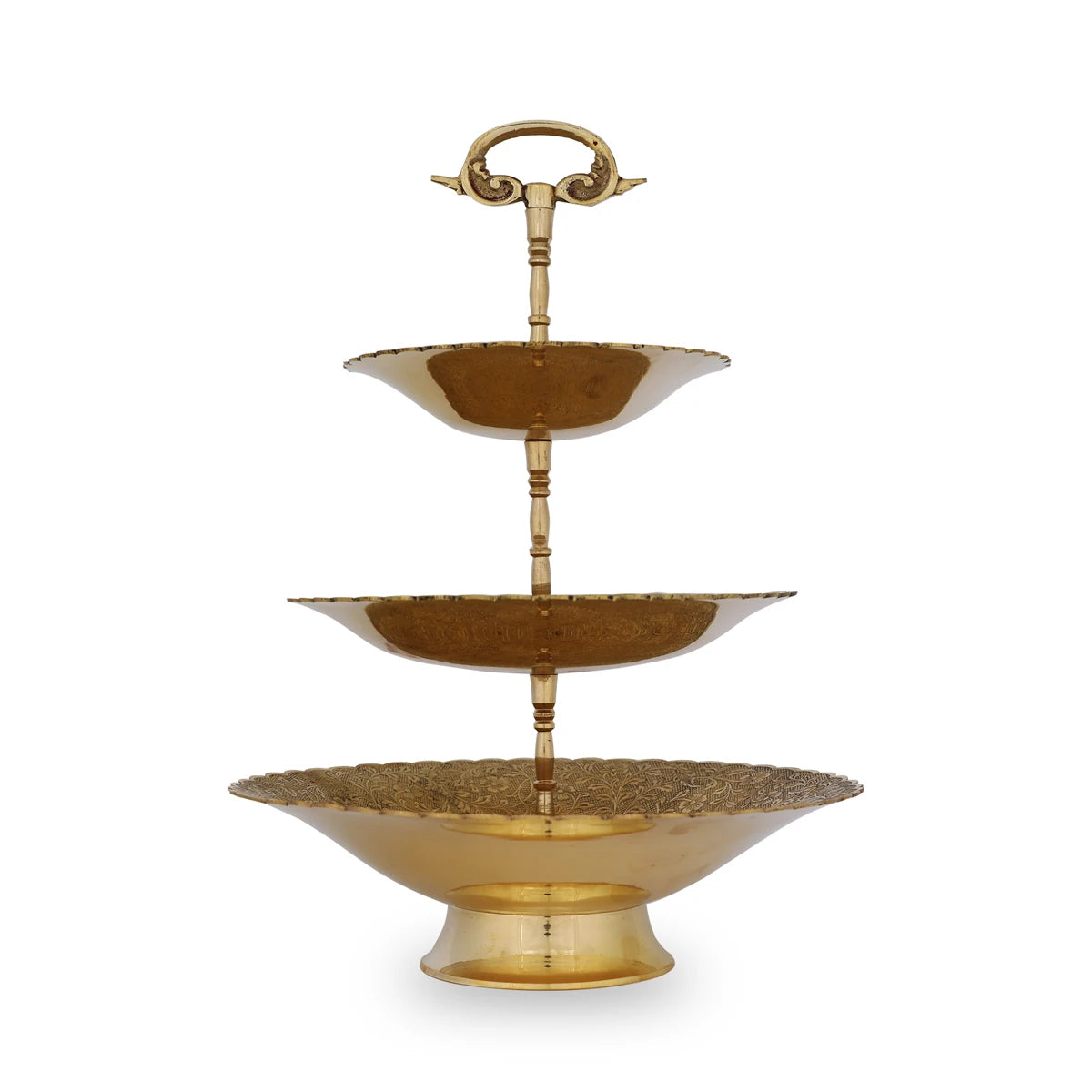 Luxurious 3-Tier Vintage Arabian Brass Metal Fruit Tray / Stand