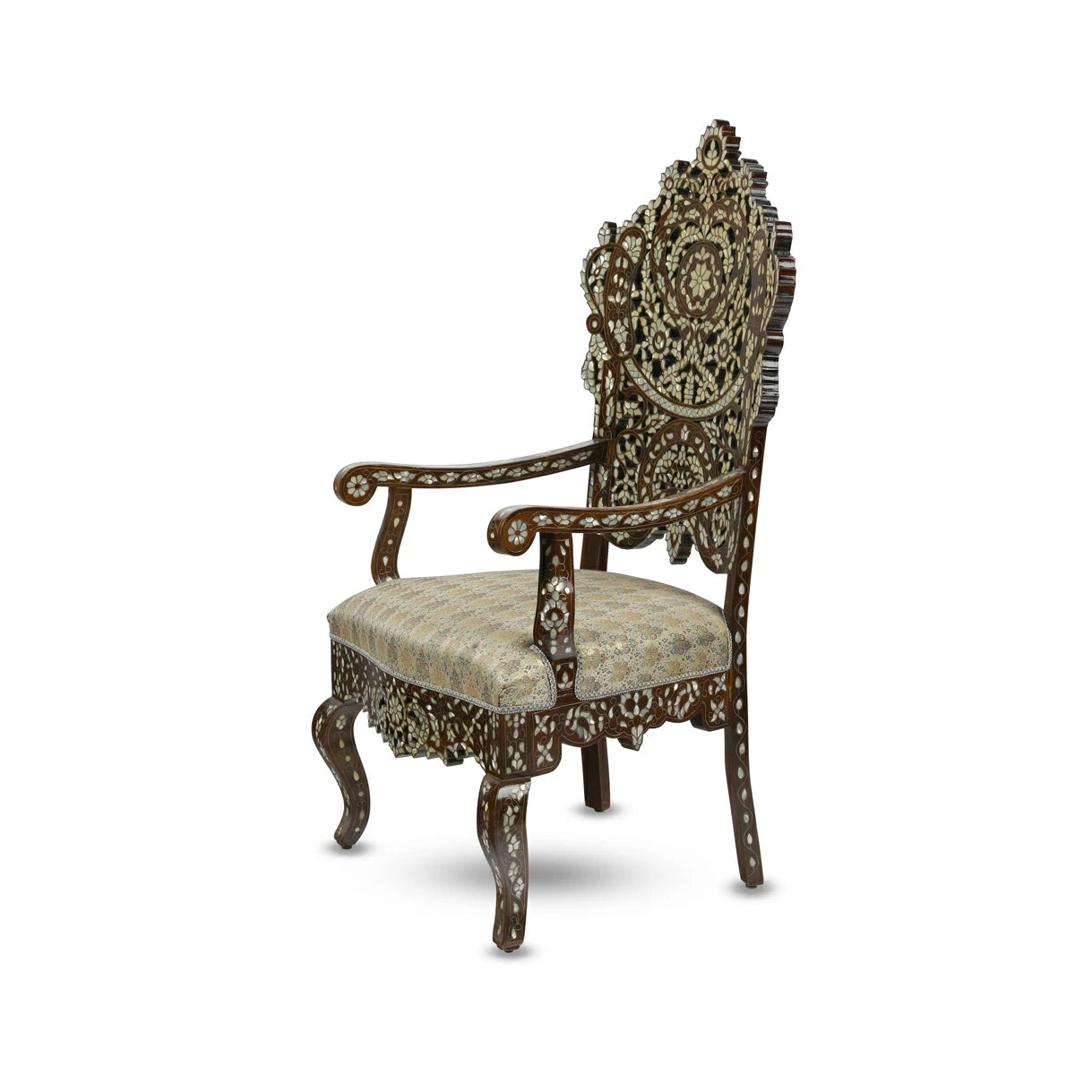 Angled Side View of Early Ottoman Style Chair