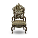 Early 20th Century Ottoman Style Luxury Armchair Handmade from Walnut Wood Inlaid With Mother of Pearls
