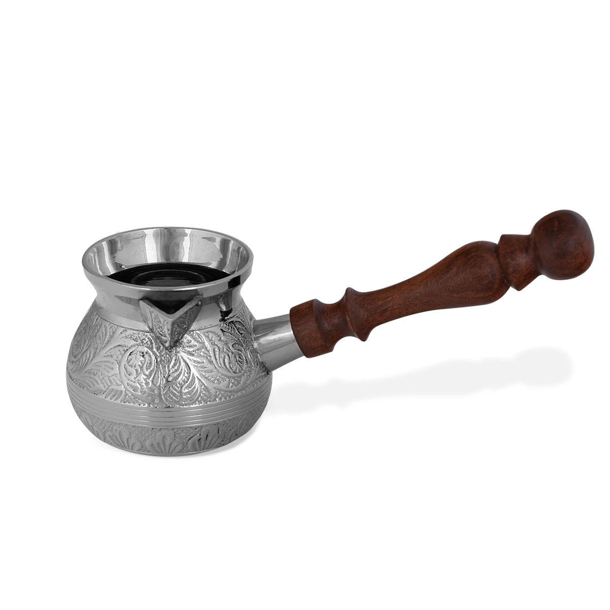 Authentic Turkish Coffee Brewing Pot Traditionally Handmade in Brass With Floristic Motifs