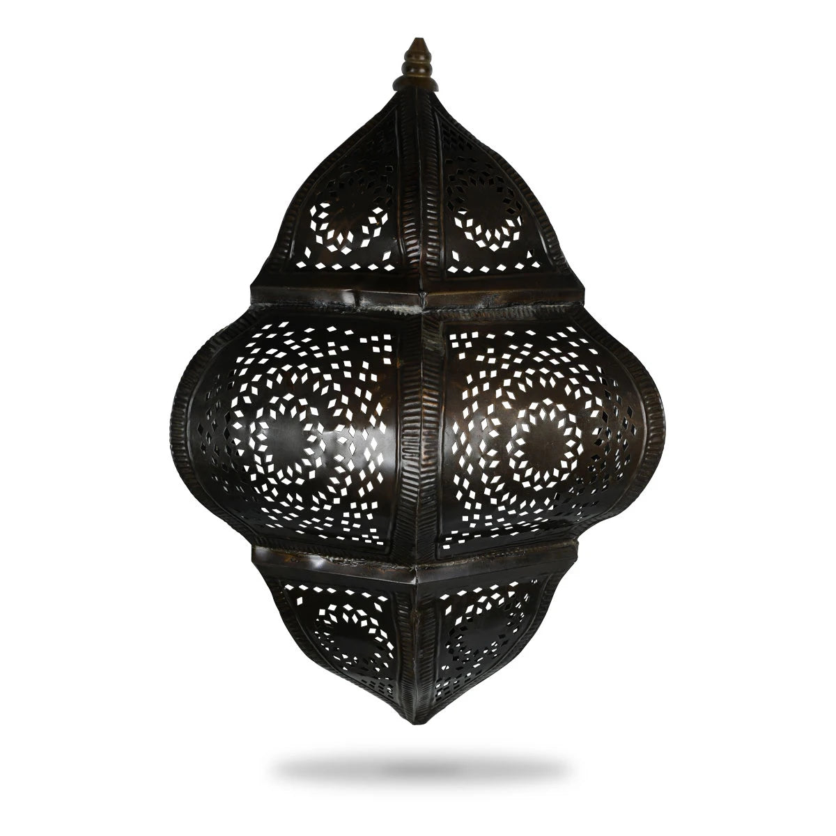 Front View of Perforated Open Cutwork Ethnic Hanging Light