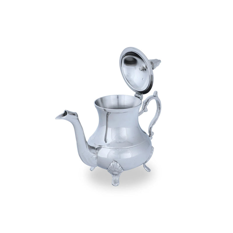 Angled View of Floral Pattern Embossed Teapot with Open Top