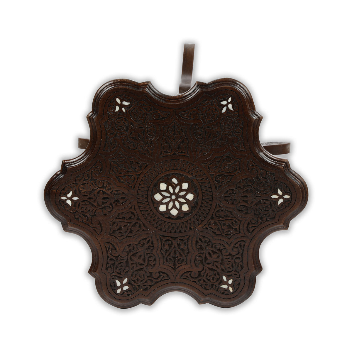 Top View of Floral Shaped Mother of Peal Inlaid Side Table