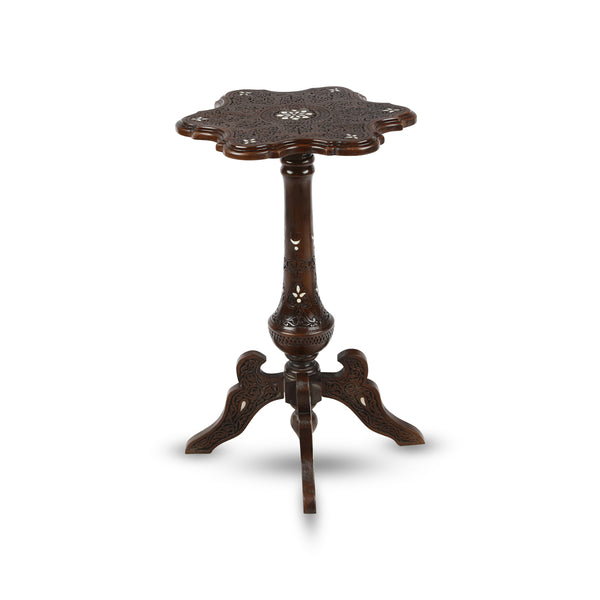 Hand-Crafted Syrian Artisan Pedestal Base Side Table 