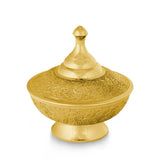 Florally Engraved Top Glossy Brass Metal Bowl 