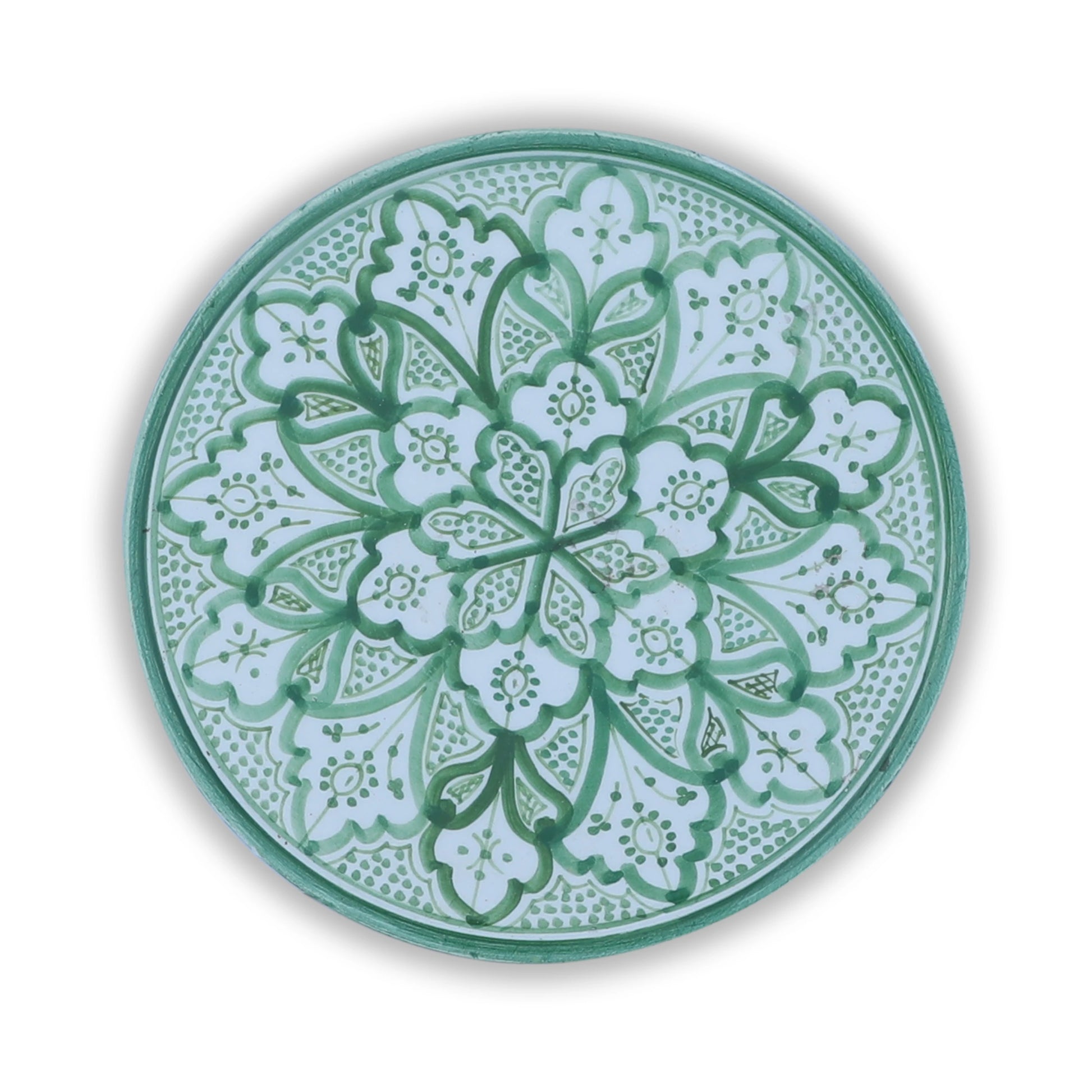 Top View of Handmade Floral Pattern Moroccan Decor Plate