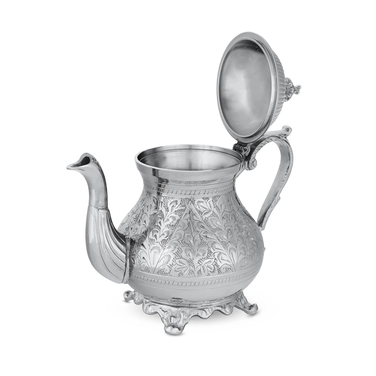 Floral Pattern Engraved Brass Metal Teapot / Tea Kettle