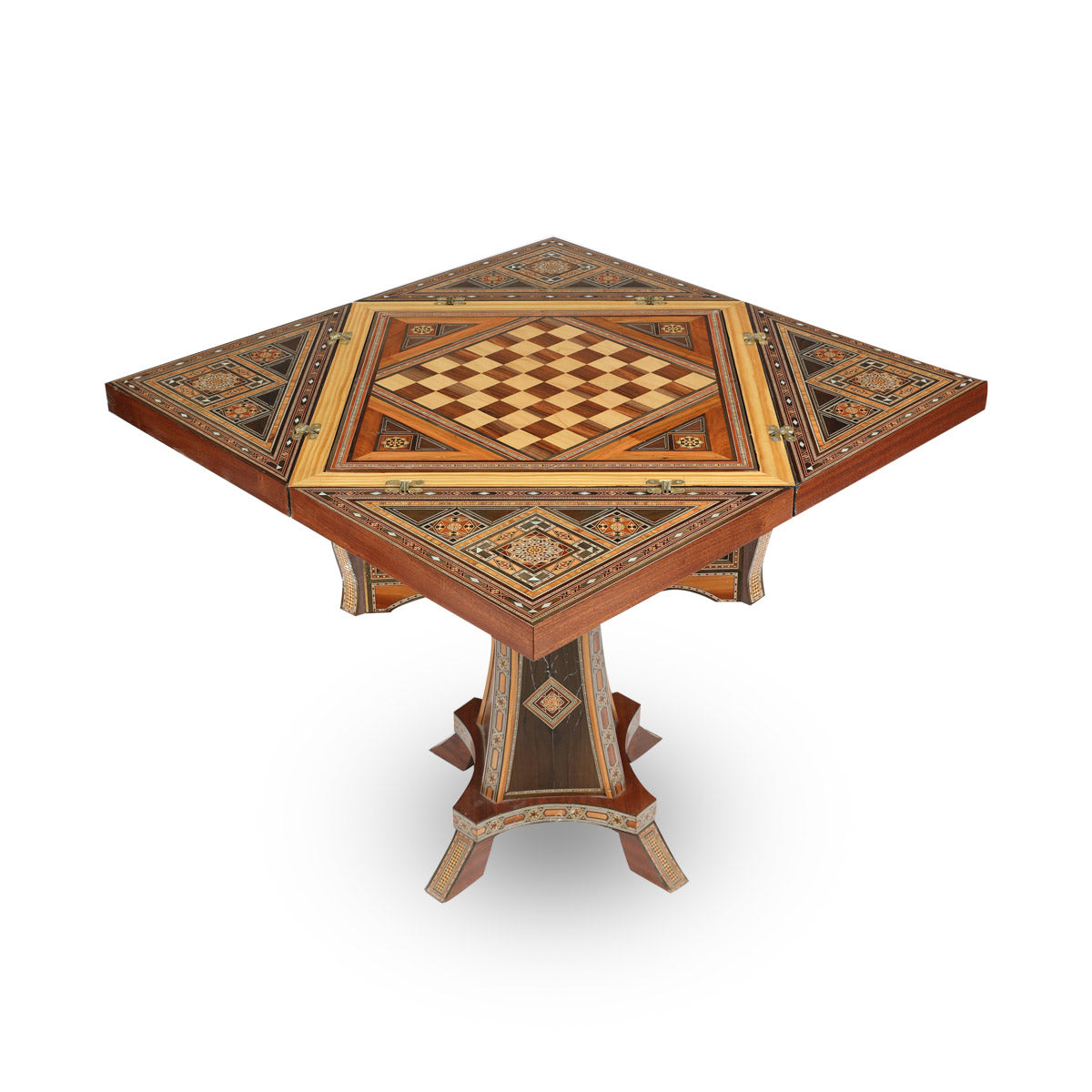 Mother of Pearls, Mixed Wood, Abalone & Marquetry Inlaid Multi-purpose Foldable Gaming Table