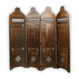 Completely Hand-engraved & Hand Inlaid Four Fold Wooden Partition
