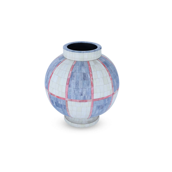 Top Angle View of Globe Shaped Wooden Vase