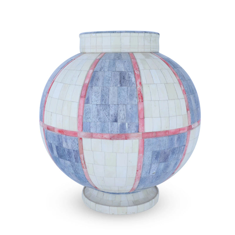 Front View of Globe Shaped Wooden Vase