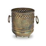 Top Angled View of Gold Colored Brass Metal Décor Container