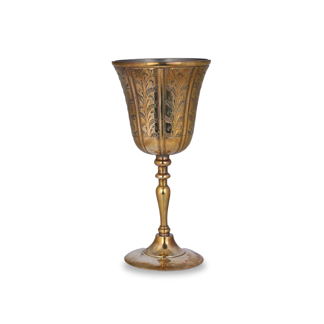 Straight View of Gold Colored Brass Metal Goblet
