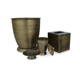 Flat View of Hand-Hammered Texture Brass Metal Bathroom Accessories Collection  