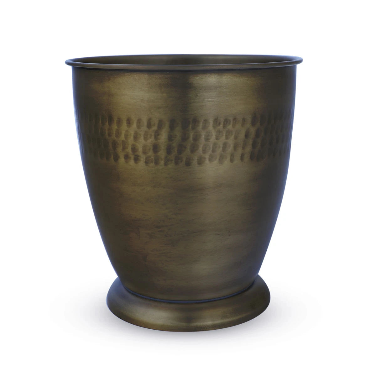 Flat View of Hand-Hammered Texture Brass Metal Bin