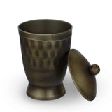 Flat View of Hand-Hammered Texture Brass Metal Cotton Jar