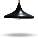 Front View of Hand-Hammered Brass Metal Shade Light