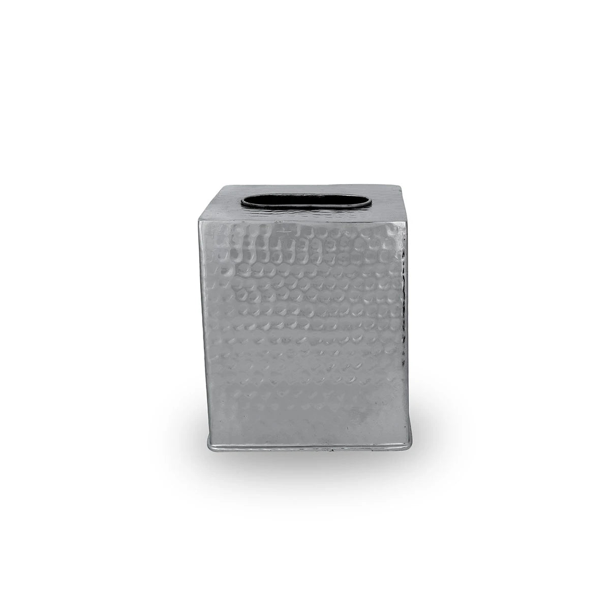 Front View of Hand-Hammered Brass Metal Tissue Holder