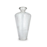 Front View of Brushed Textured Brass Metal Vase with Hand-Hammered Texture