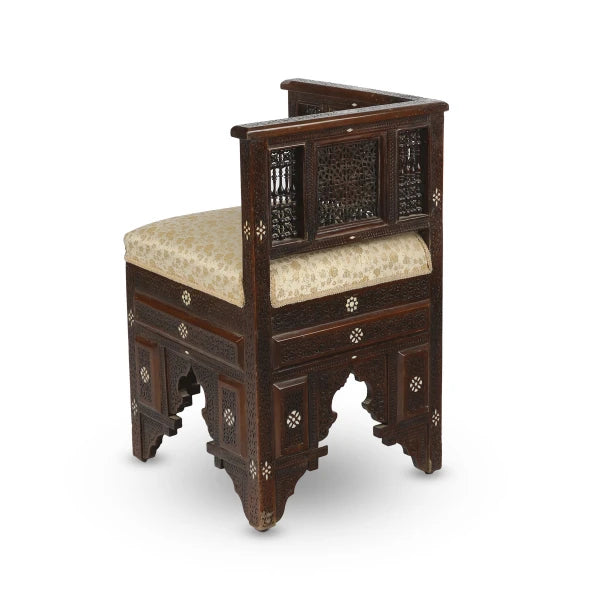 Angled Side View of Hand-Carved Corner Chair