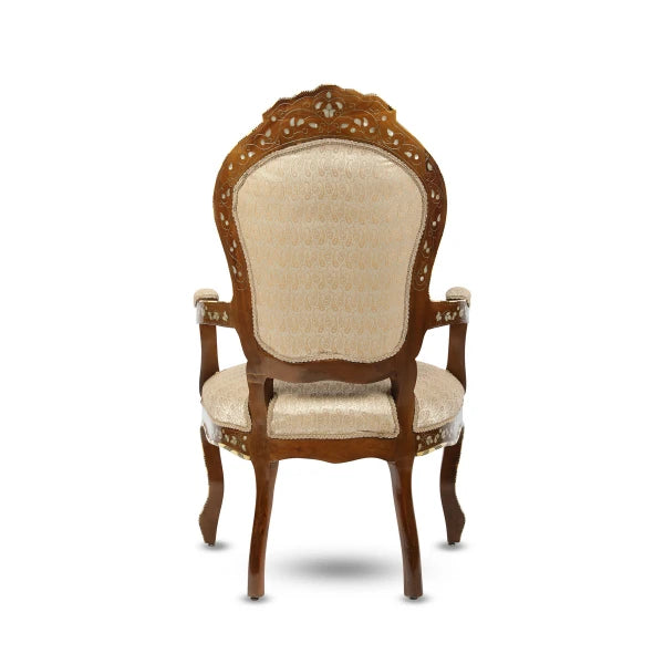 Back View of Hand-Crafted Mother of Pearl Inlaid Syrian Chair