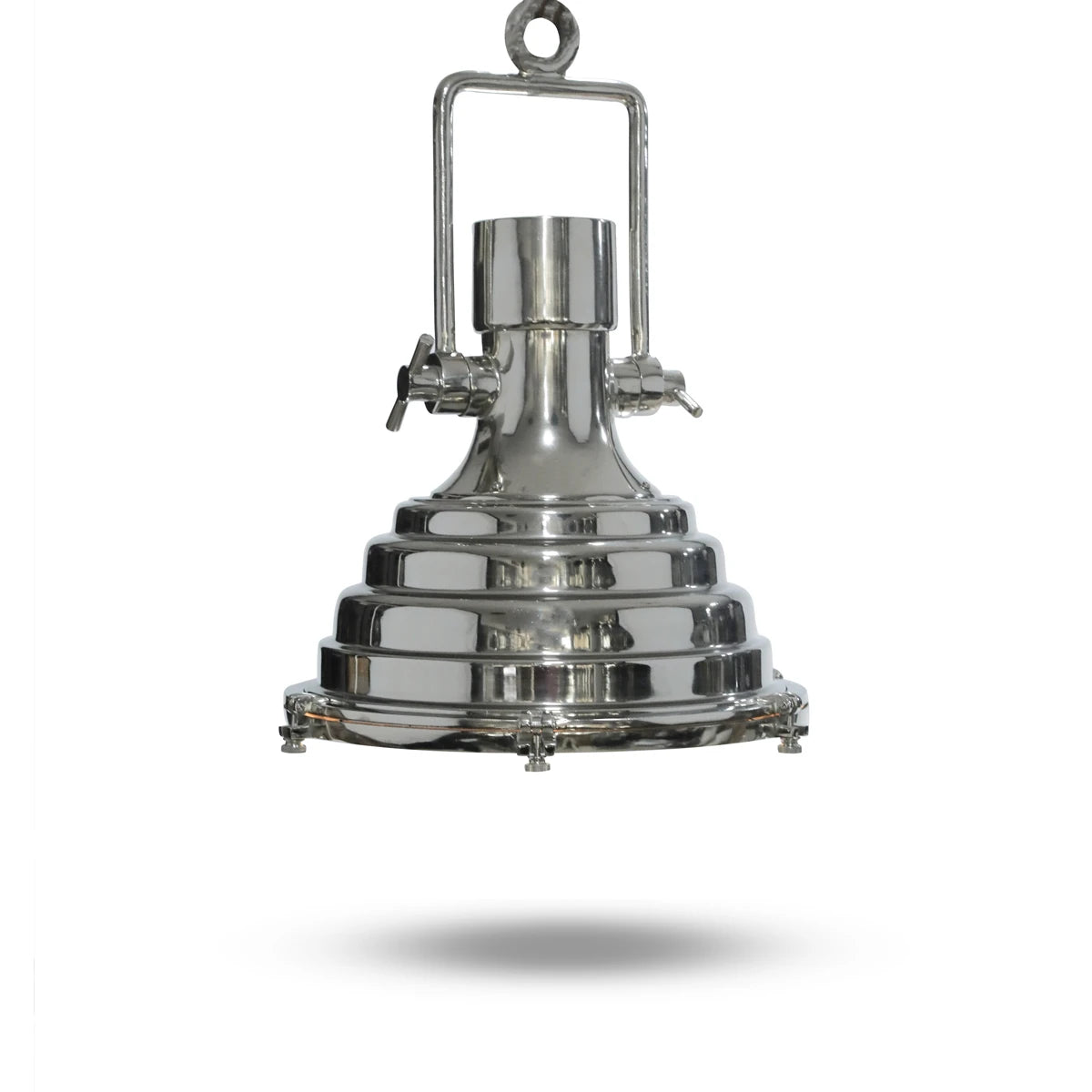 Front View of Hard Metal & Glass Light Pendant