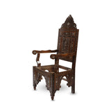 Angled Side View of High Back Mother of Pearl Inlaid Throne Chair