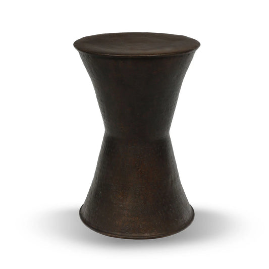 Front Angled View of Hourglass Brass Stool
