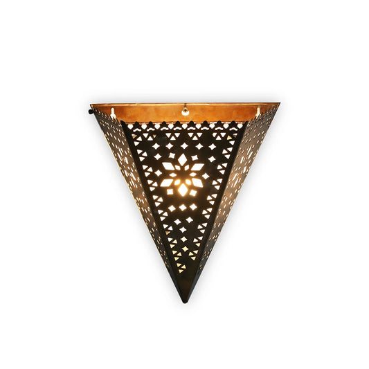 Front View of Inverted Triangle Wall Light with Bulbs On