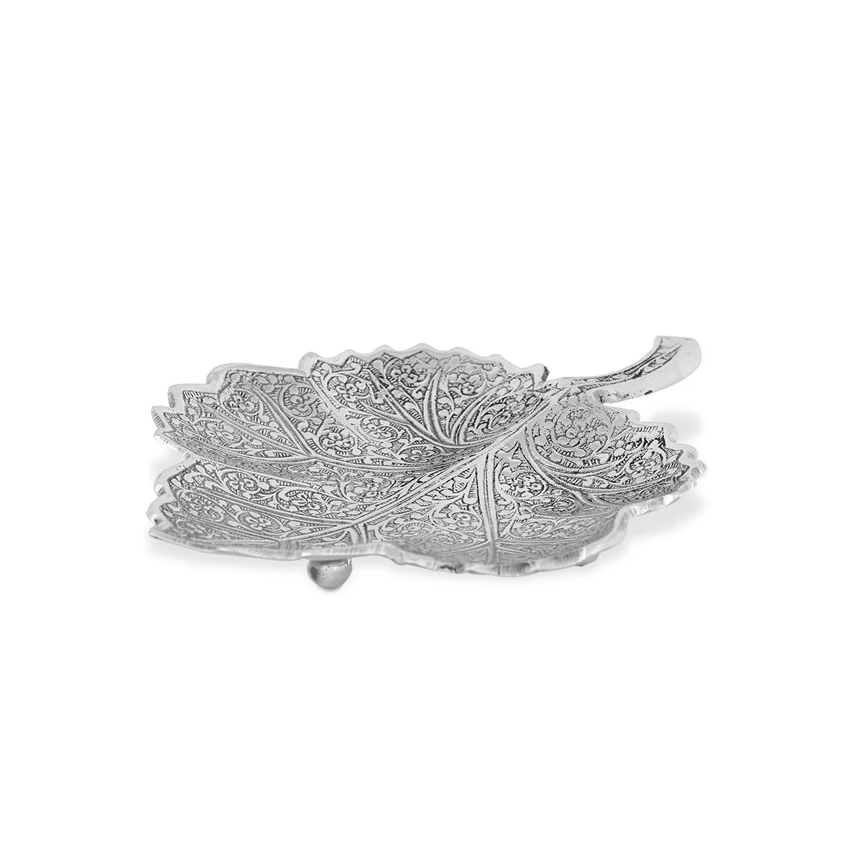 Angled Side View Leaf Bowl - Silver