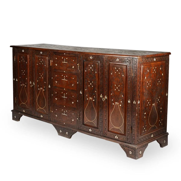 Angled Side View of Long Wooden Console