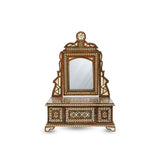Frontal View of Marquetry Inlaid Mother of Pearl Mini Mirror Console