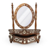 Mini Oval Mirror Console Showing Open Storage Space & Tilted Glass Frame - Design B