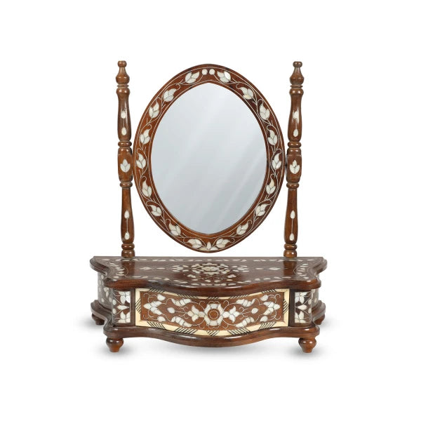 Front View of Mini Oval Mirror Console - Design A