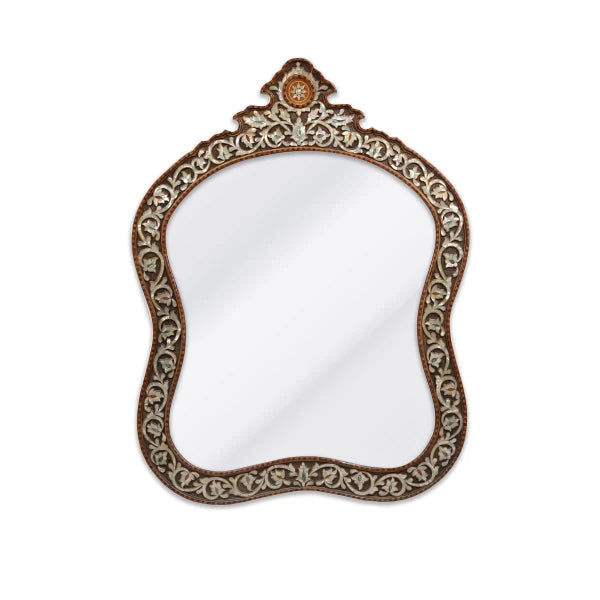 Front View of Mirror With Mother of Pearl Inlayed Frame