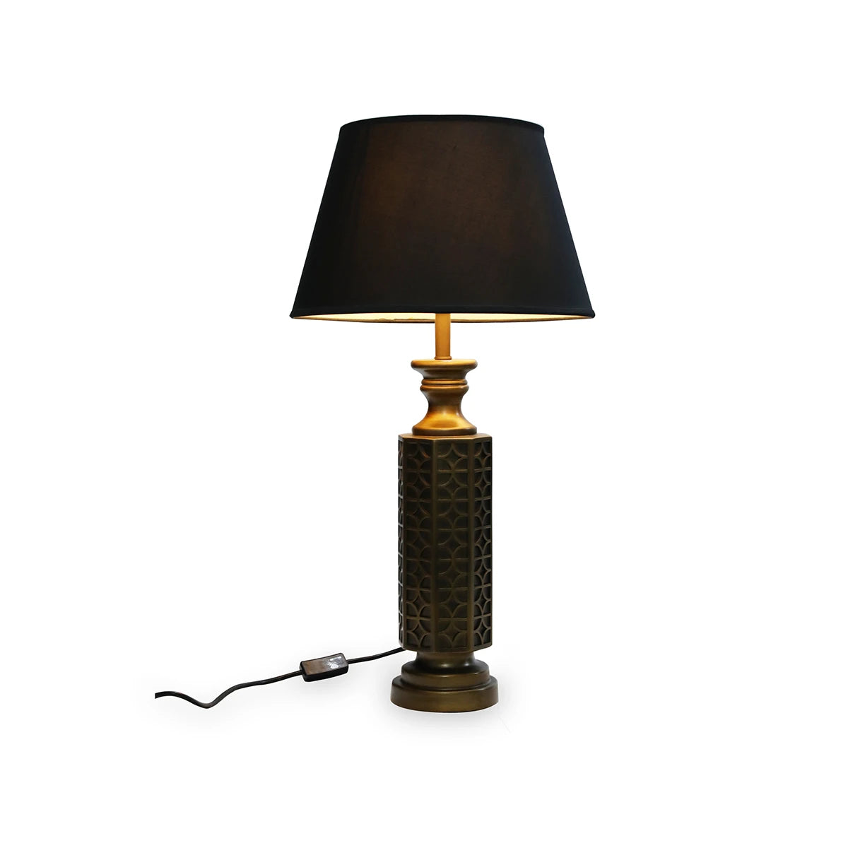 Brass Pillared Modern Desk Lamp Décor with Bulbs On