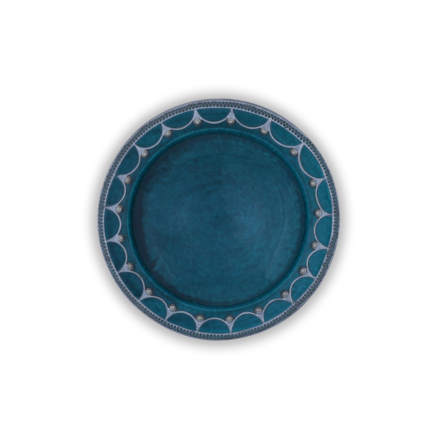 Top View of Moroccan Turquoise Clay Plate
