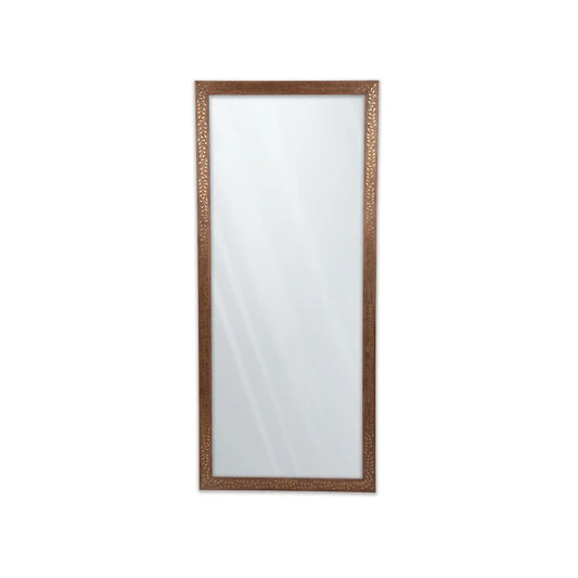 Front View of Mother of Pearl Etched Long Framed Mirror