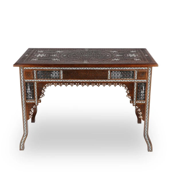 Front View of Mother of Pearl Etched Syrian-Design Table
