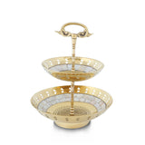 Top View of Mother of Pearl Fruit Stand - Gold