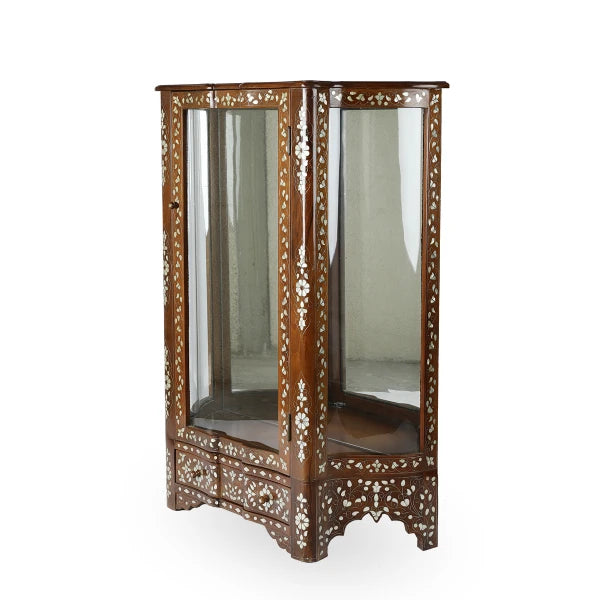 Angled Side View of Mother of Pearl Inlaid Multipurpose Cabinet