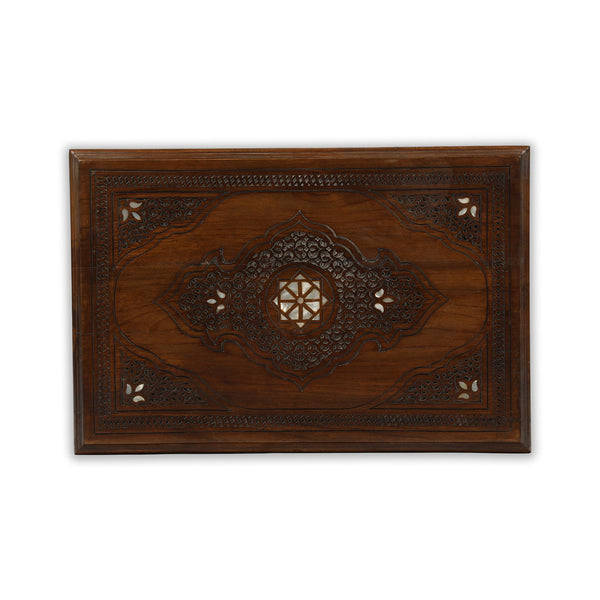Top View of Mother of Pearl Inlaid Nested Wooden Tables